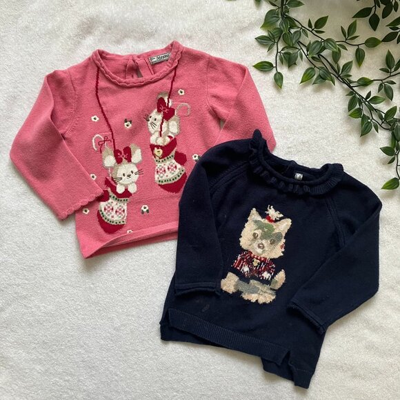 Mayoral Toddler Baby Sweater Set 12M | Pink GUC + Bonus Navy (Flawed) - Picture 2 of 16